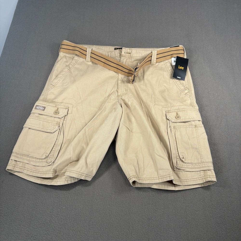 Lee Men Cargo Shorts Size 40 Khaki Tan Belted Utility Cotton 202183322